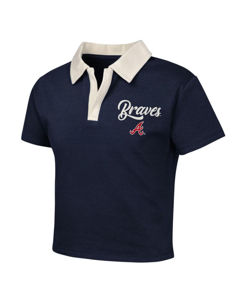 Big Girls Navy Atlanta Braves Base Trainer Johnny Polo Shirt and Skort Set