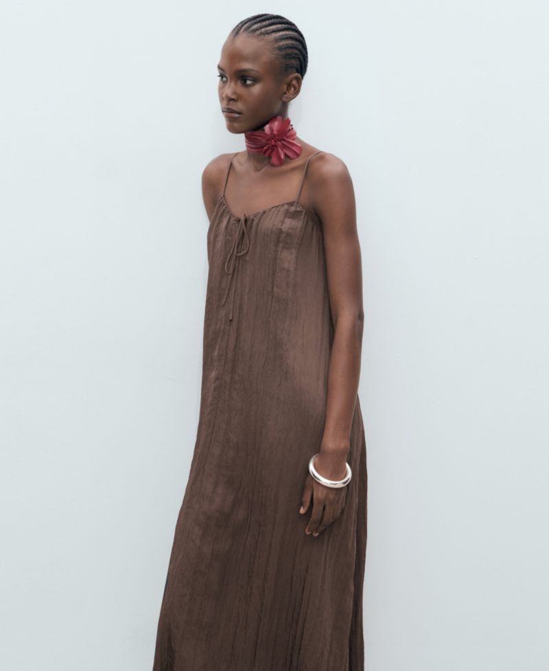 Women's Bow Detail Textured Midi Dress