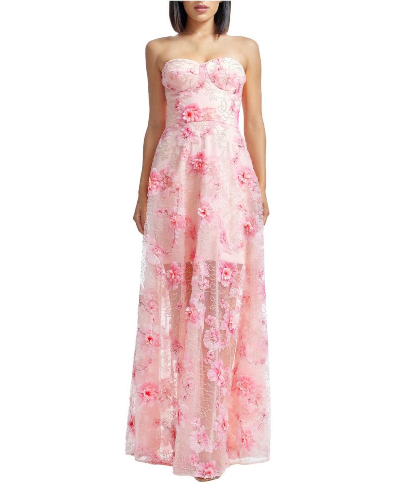 Women's Connor Strapless Sweetheart 3D Floral Gown