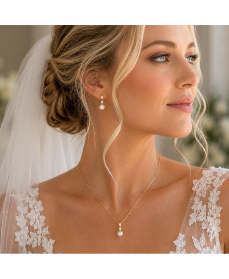 Pear Cut Cubic Zirconia Faux Pearl Drop Earrings