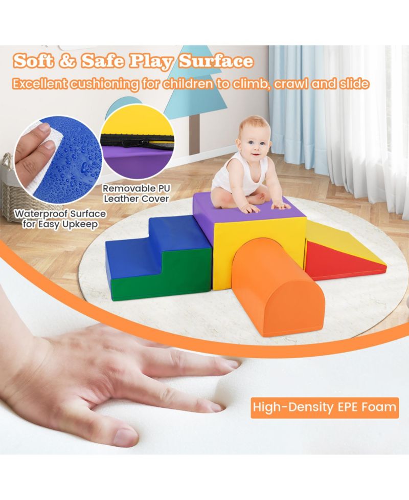 Kids Climb and Crawl Activity Playset Blocks w/ Waterproof PU Cover EPE Foam