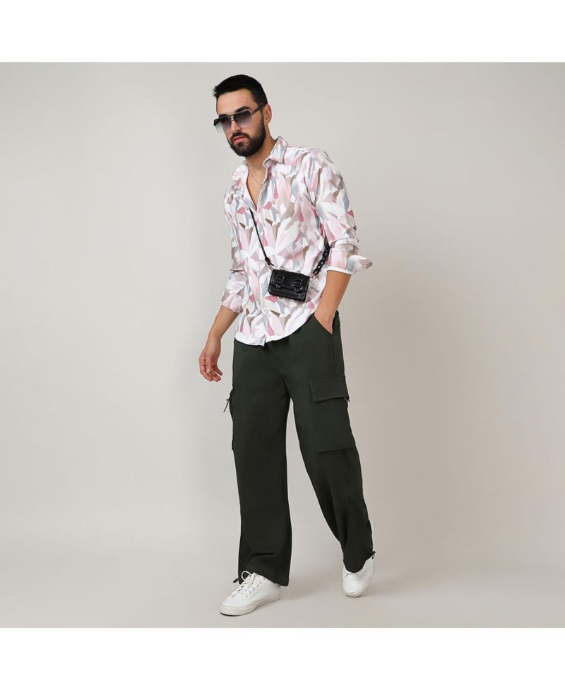 Men's Nude Pink & Ivory White Petal Block Shirt