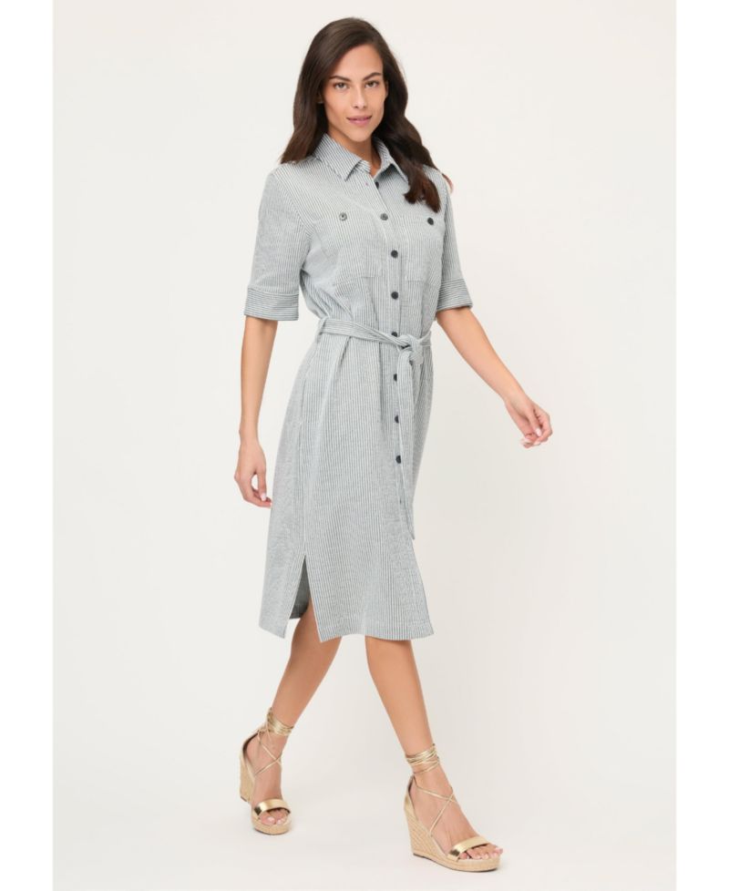 Women's Seersucker Shirt Dress