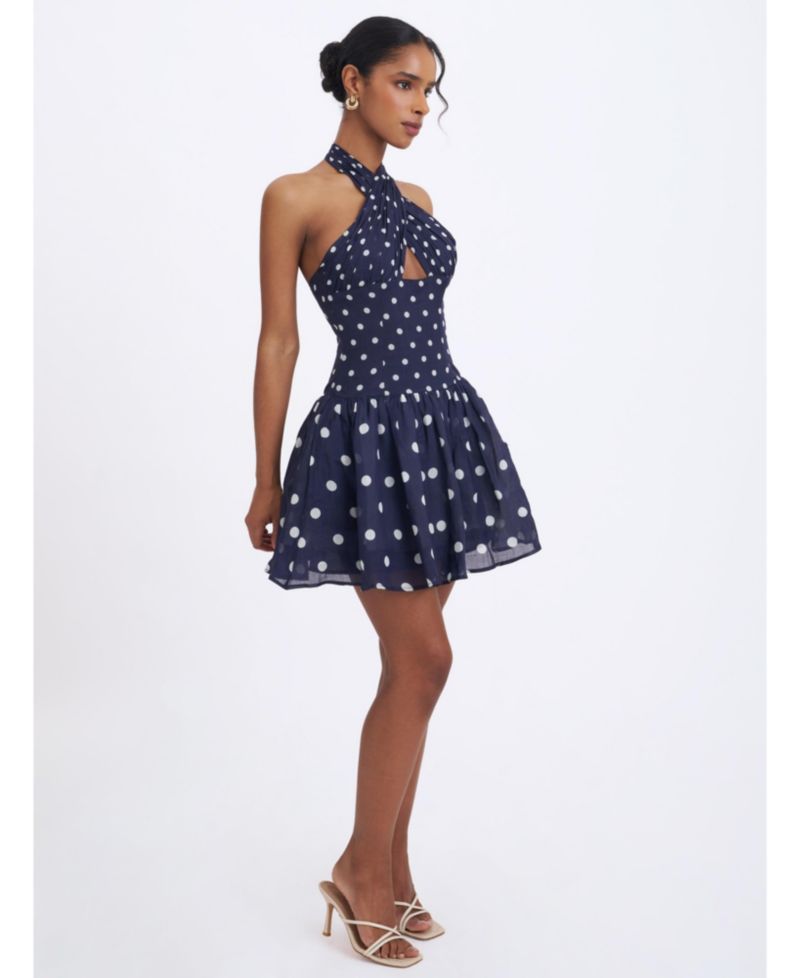 Women's Yamina Polka-Dot Halter Mini Dress