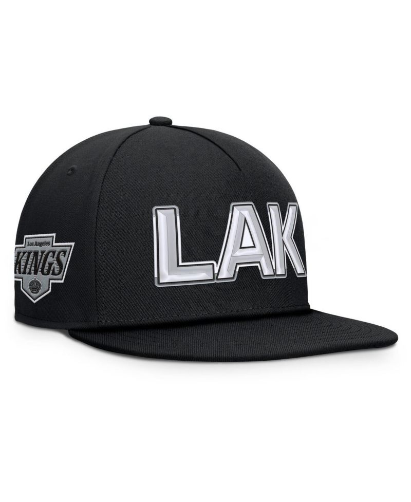 Men's Black Los Angeles Kings Authentic Pro Rink Team Code Snapback Hat