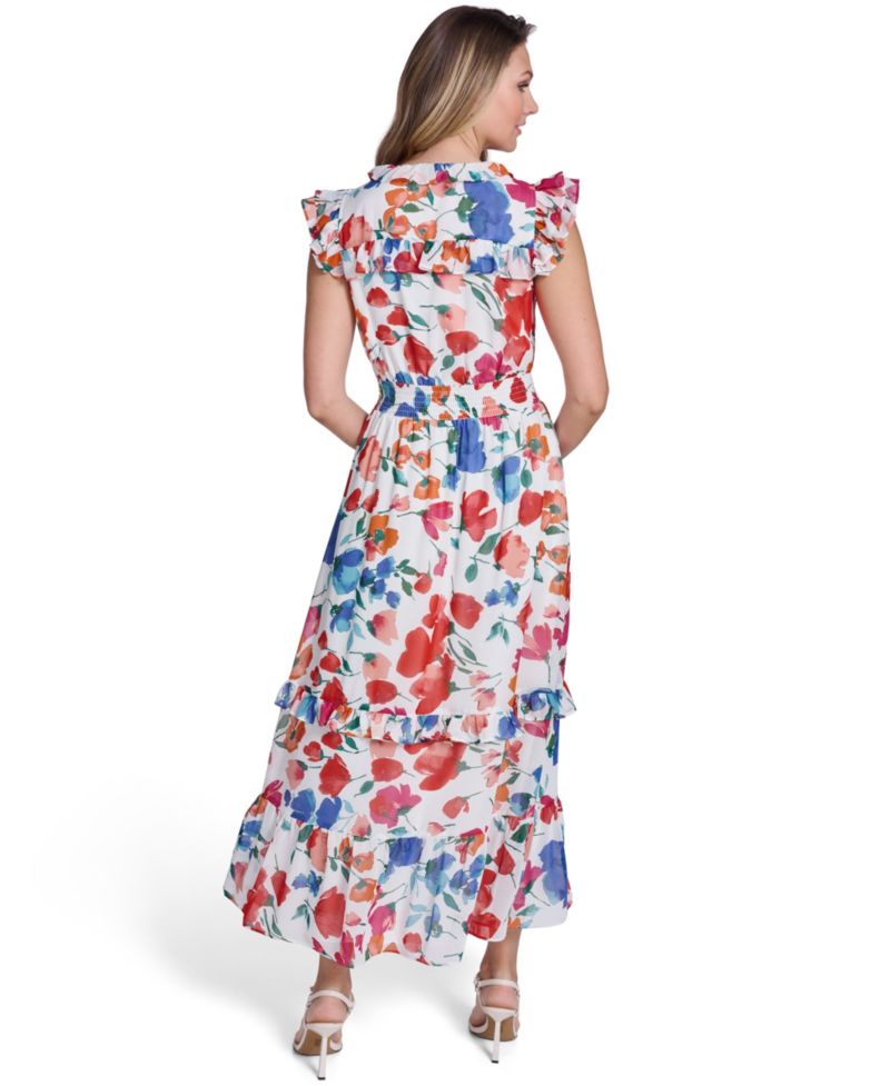 Women's Smocked Waist Printed Dress
