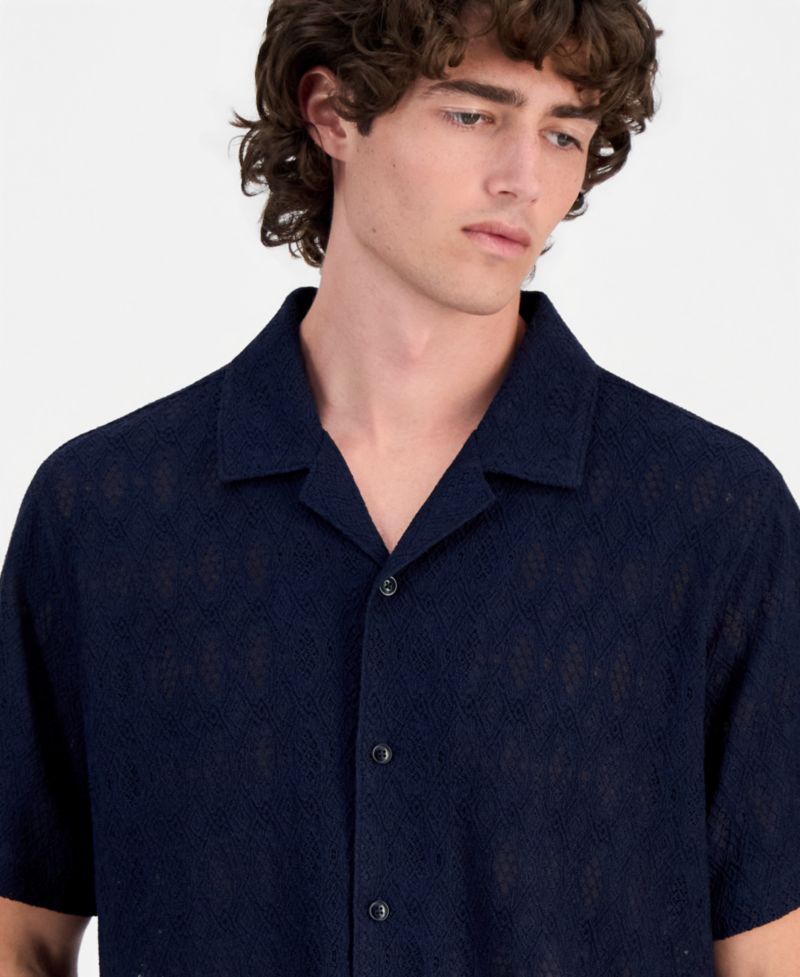 Men's Coastal Crochet Resort Knit Shirt