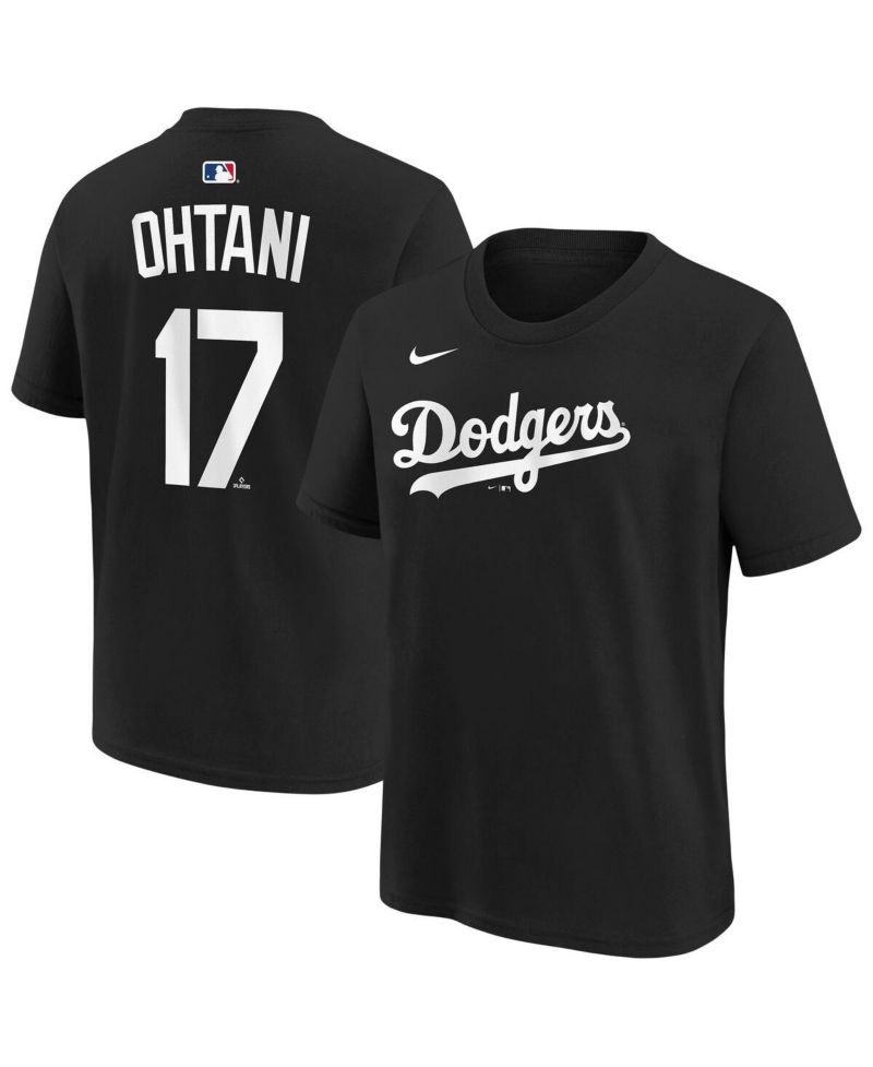 Big Boys and Girls Shohei Ohtani Black Los Angeles Dodgers Name & Number T-Shirt