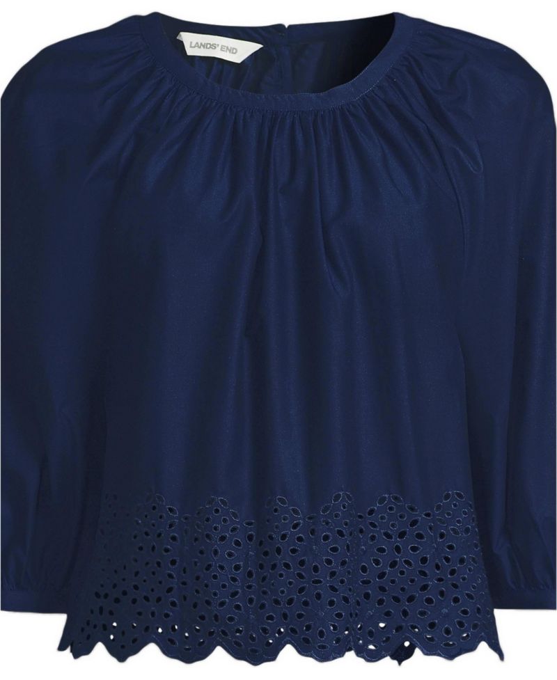 Women's Gathered Eyelet Top