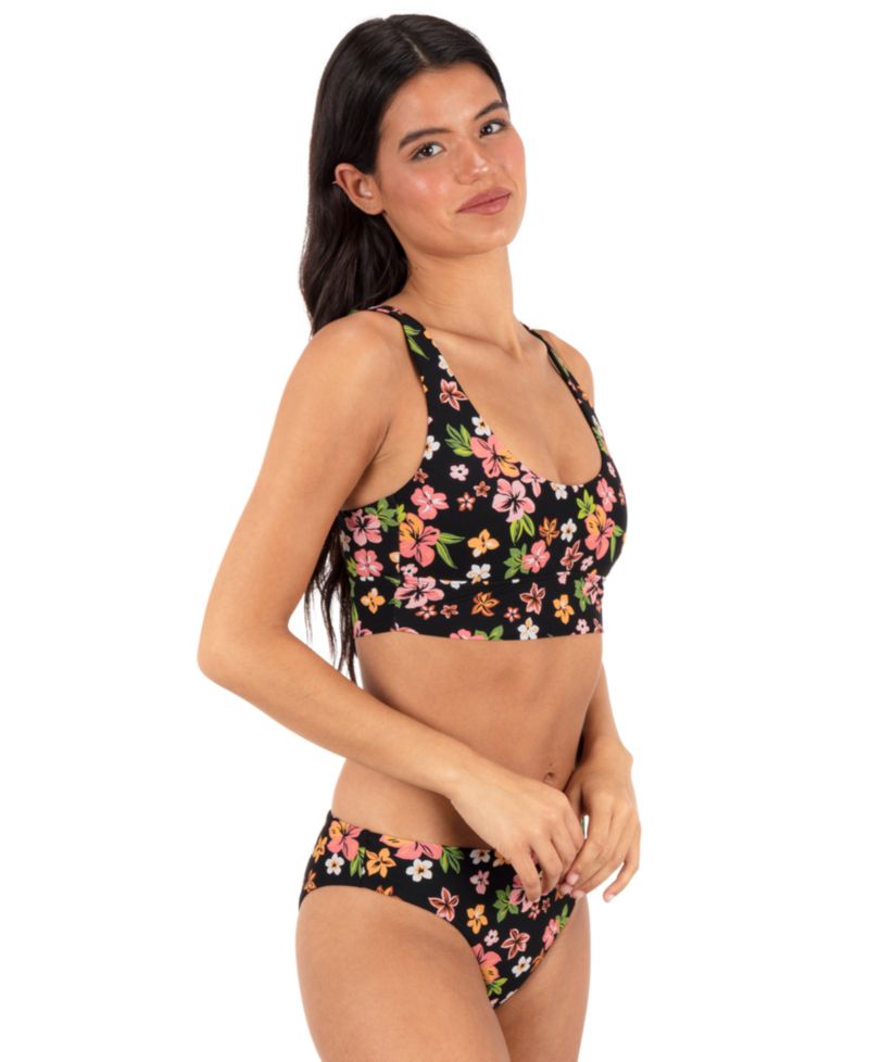 Women's Max Hibiscus Dream Longline Bikini Top and Mid-Cheeky Bottoms