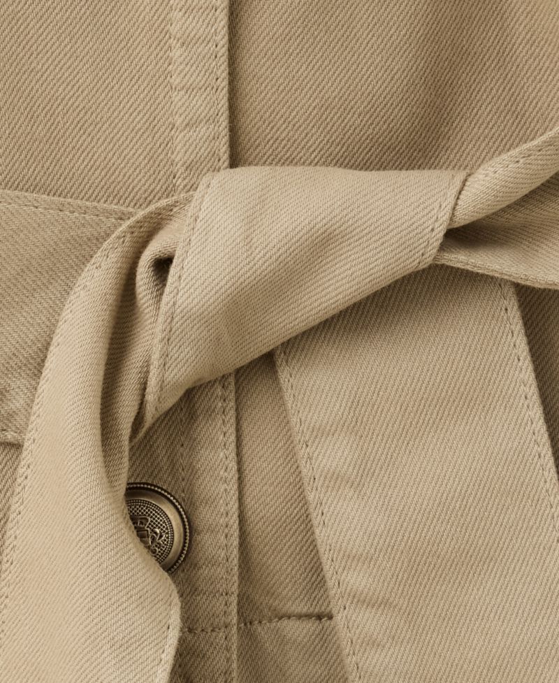 Women's Fitted Removable-Belt Cropped Trench Coat
