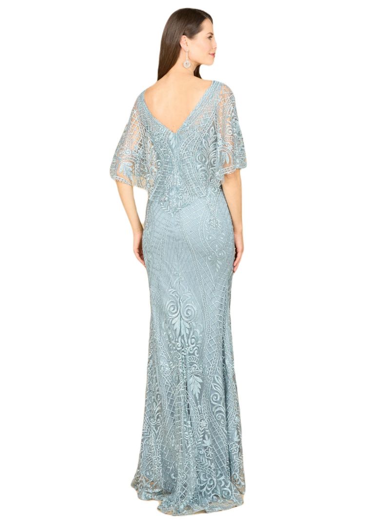 Women's Cape Sleeve Mermaid Gown