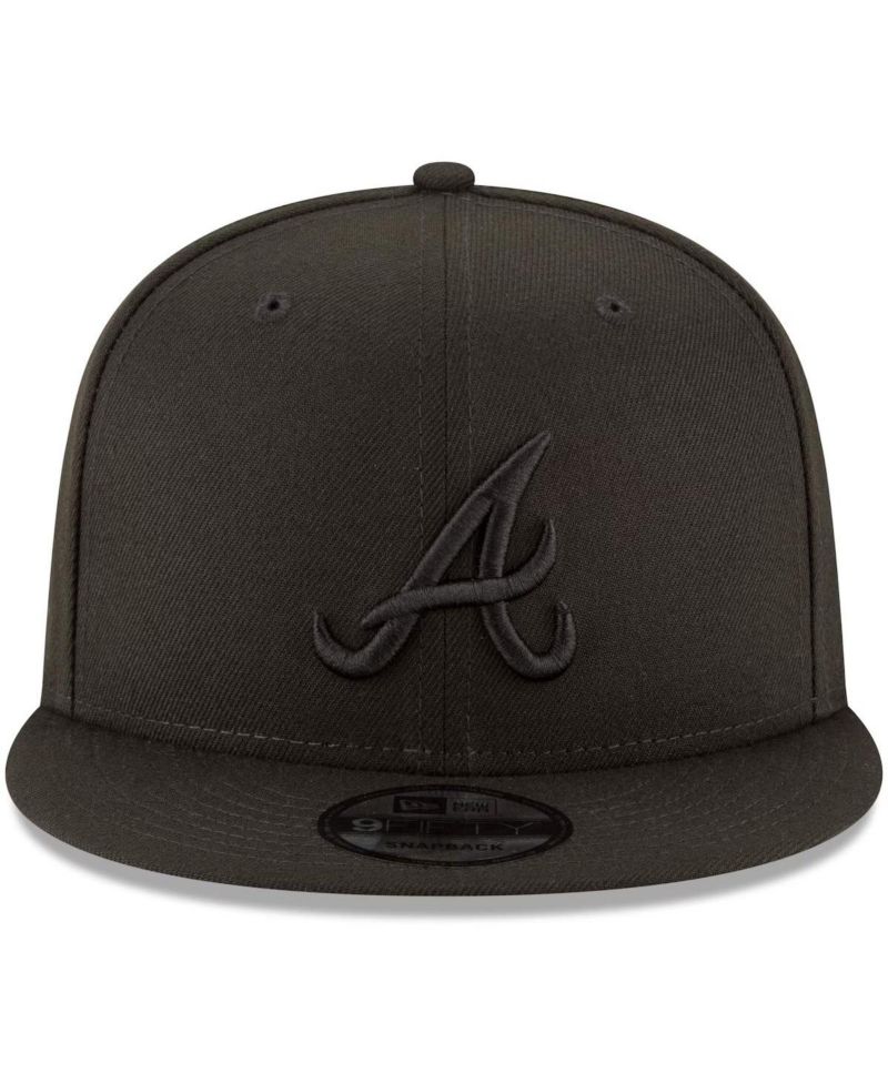 Atlanta Braves Black on Black 9fifty Team Snapback Adjustable Hat - Black