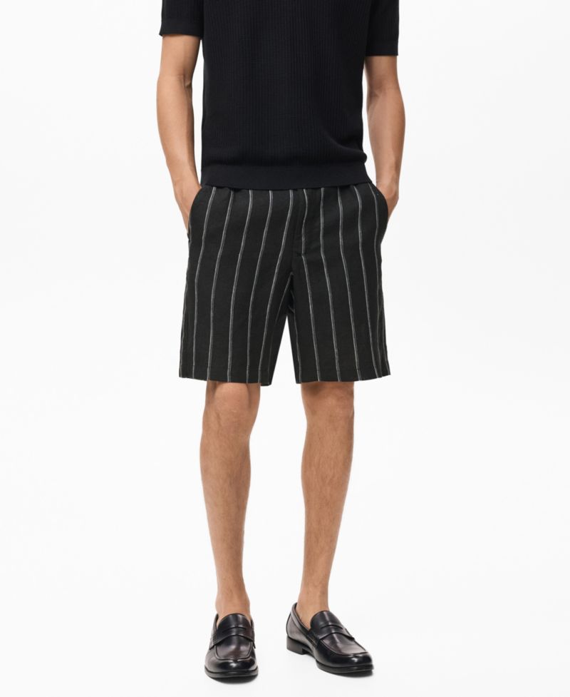 Men's Striped Linen-Blend 8.5" Bermuda Shorts