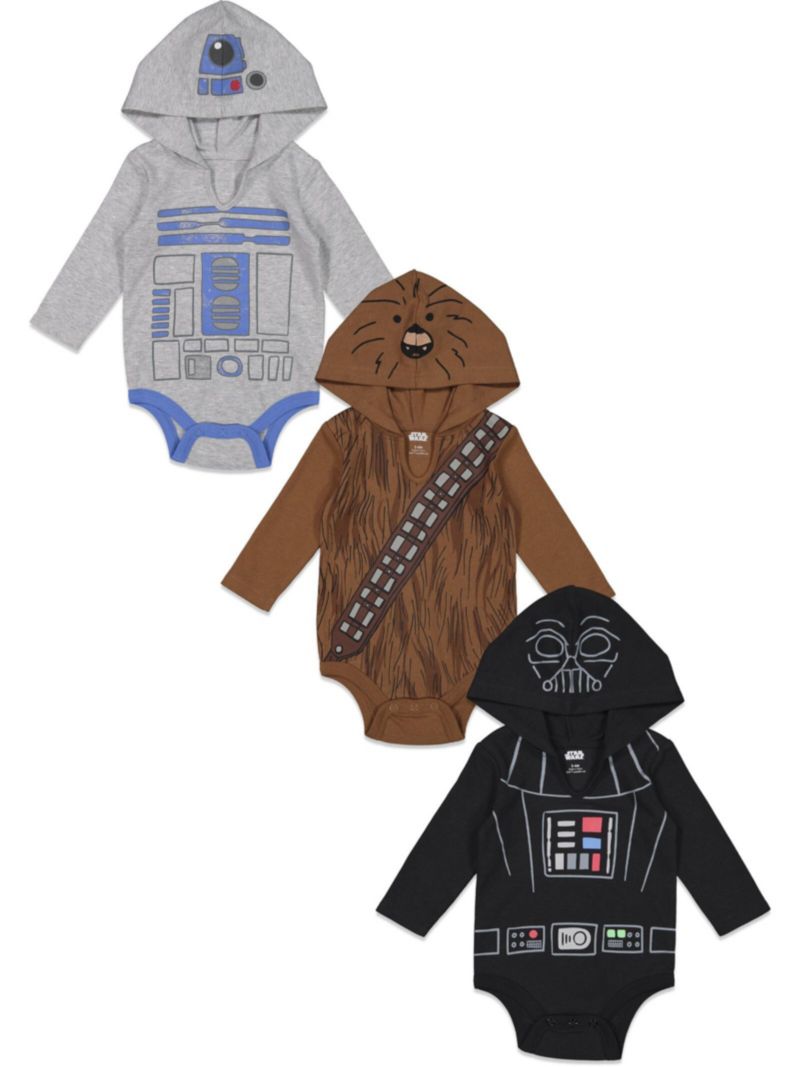 Baby Boys Darth Vader R2-D2 Chewbacca 3 Pack Bodysuits