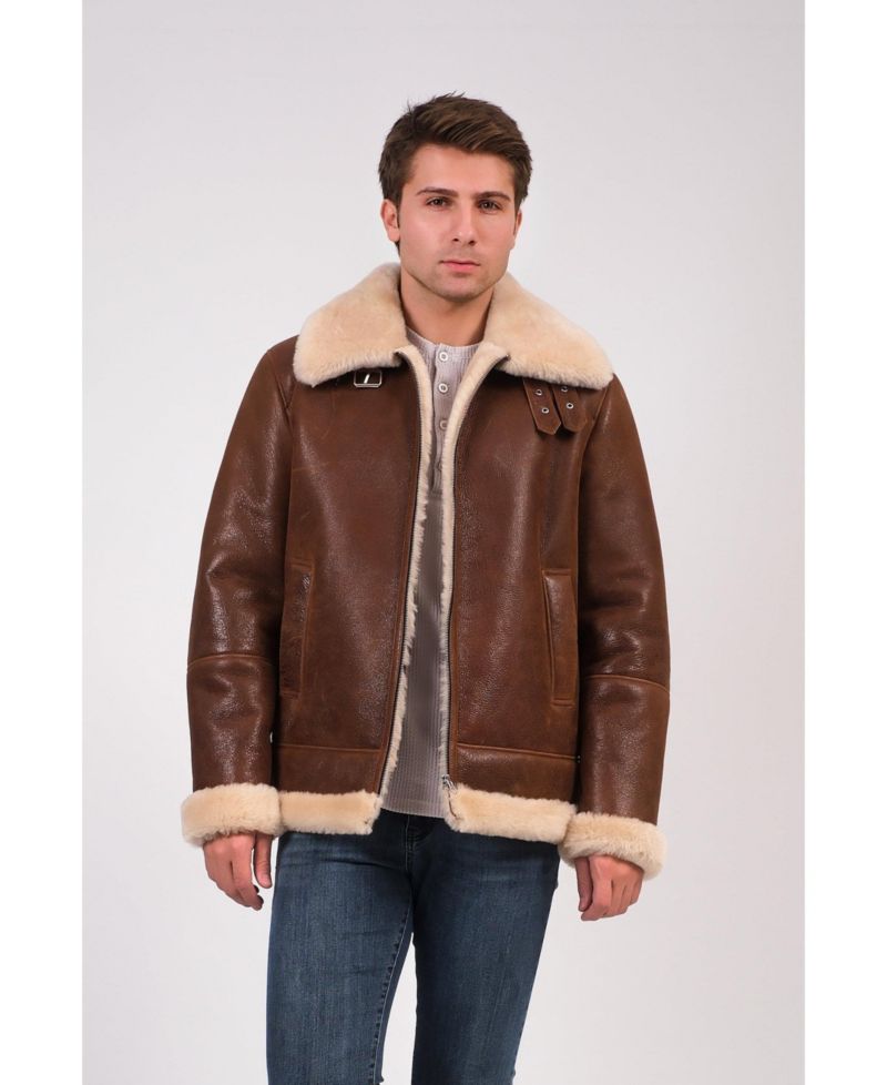 Men's Leather Shearling Aviator Jacket
