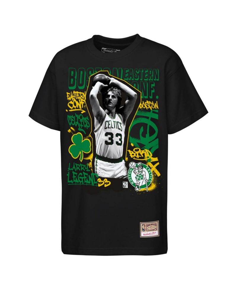 Big Boys and Girls Larry Bird Black Boston Celtics Star Moment T-Shirt