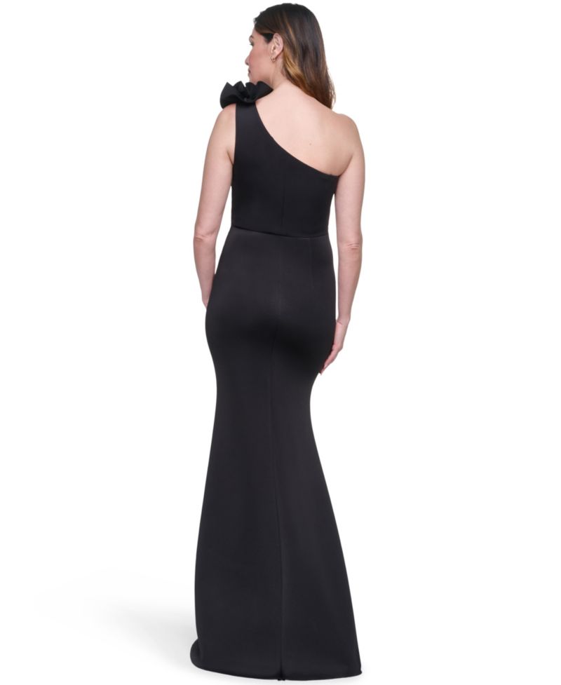 Women's One-Shoulder Floral Applique Ball Gown