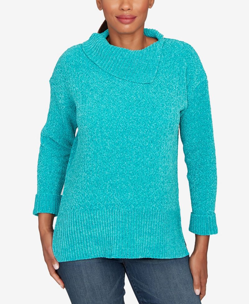 Petite Split Cowl Chenille Pullover Sweater
