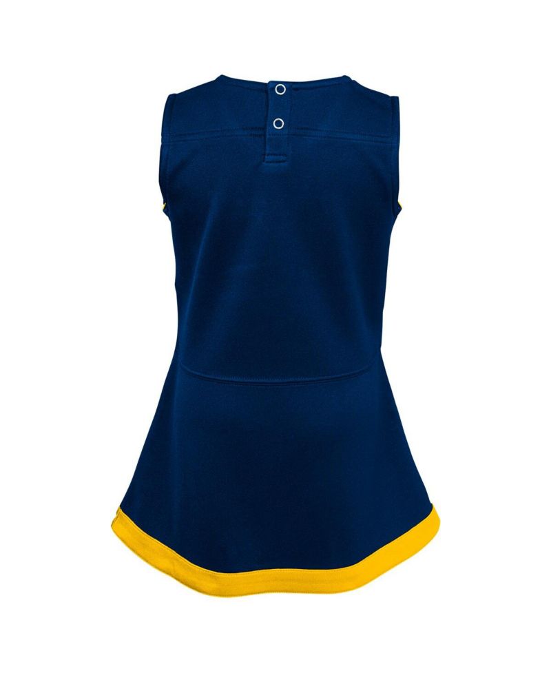 Big Girls Navy Michigan Wolverines Cheer Captain Jumper Dress