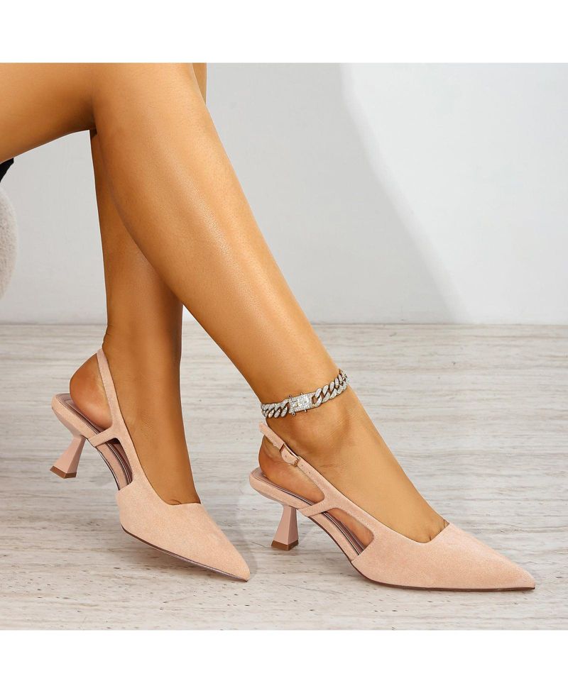 Cleopatra Faux Suede Slingback Kitten Heels