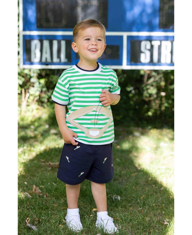 Little Boys Knit Short Set With Baseball Field