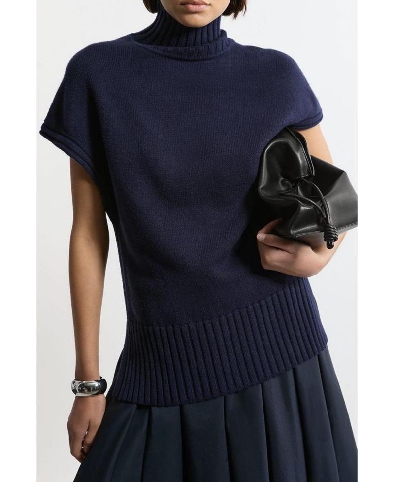 Women's High Neck Knitted Tunic Top