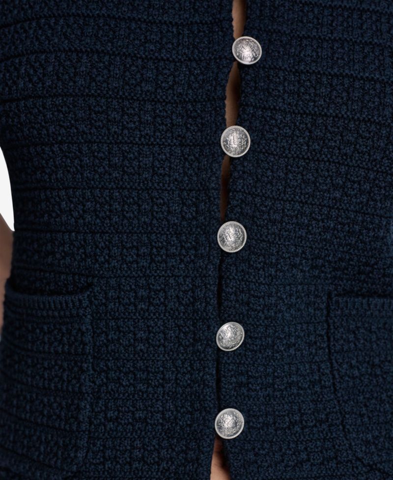 Women's Tweed Short-Sleeve Cropped Cardigan Sweater