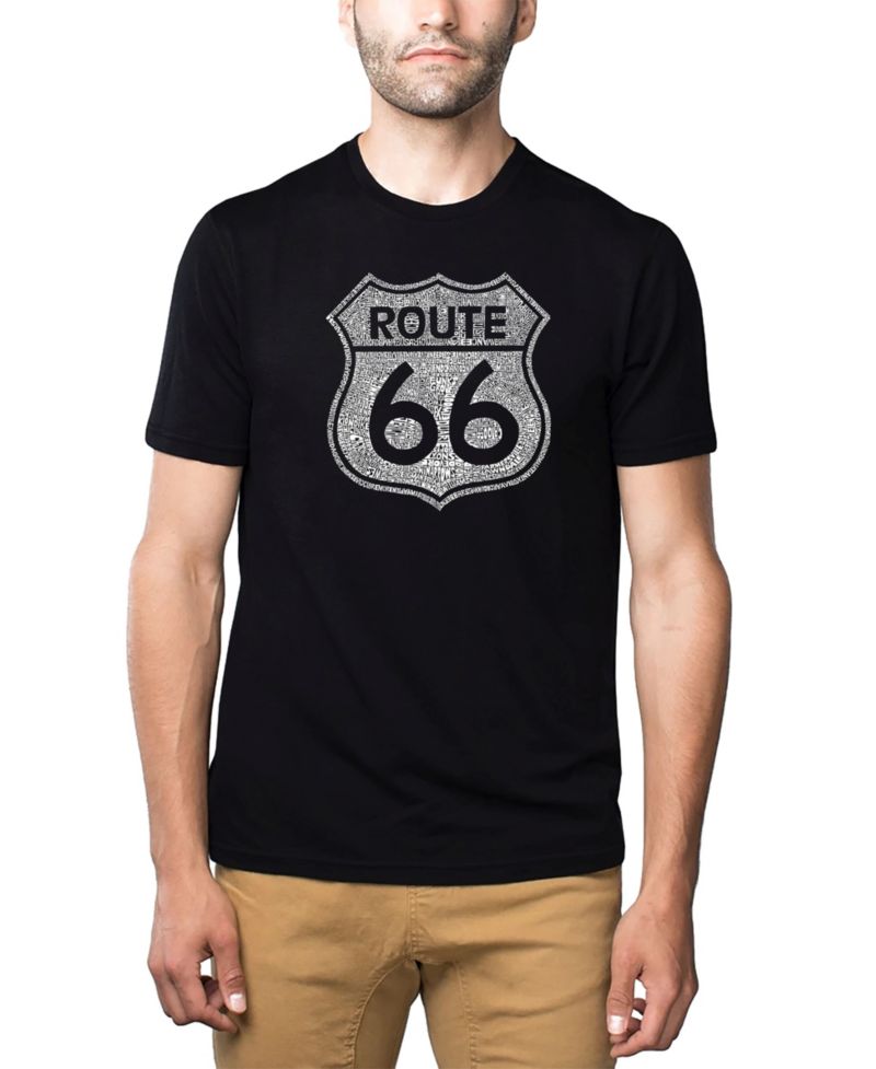 Men's Cotton/Poly Blend Word Art T-Shirt - Route 66