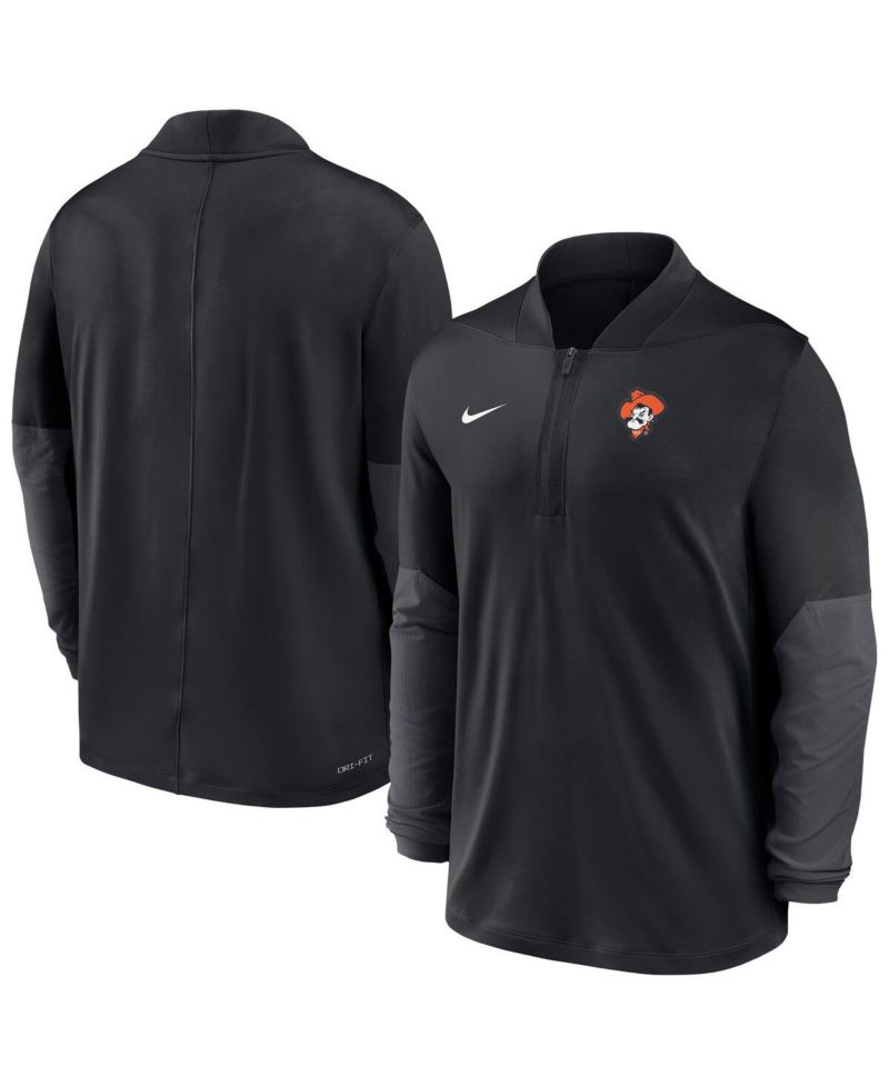 Men's Black Oklahoma State Cowboys Dri-FIT Half-Zip Pullover Sweatshirt