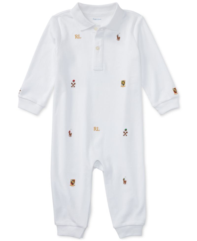 Baby Boys Embroidered Polo Cotton Coverall
