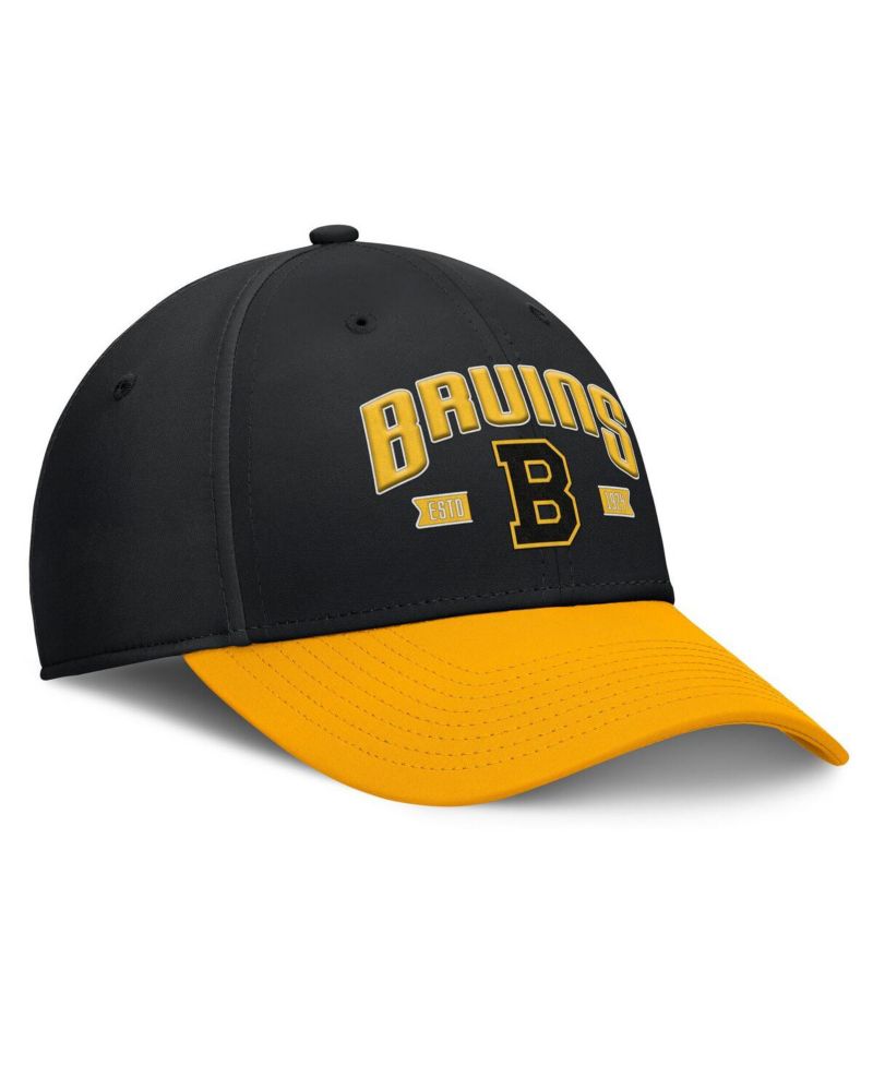 Men's Black/Gold Boston Bruins Heritage Captain Flex Hat