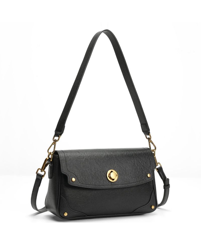 Women's Mila Leather Shoulder Bag Convertible Crossbody Purse with Gold Hardware