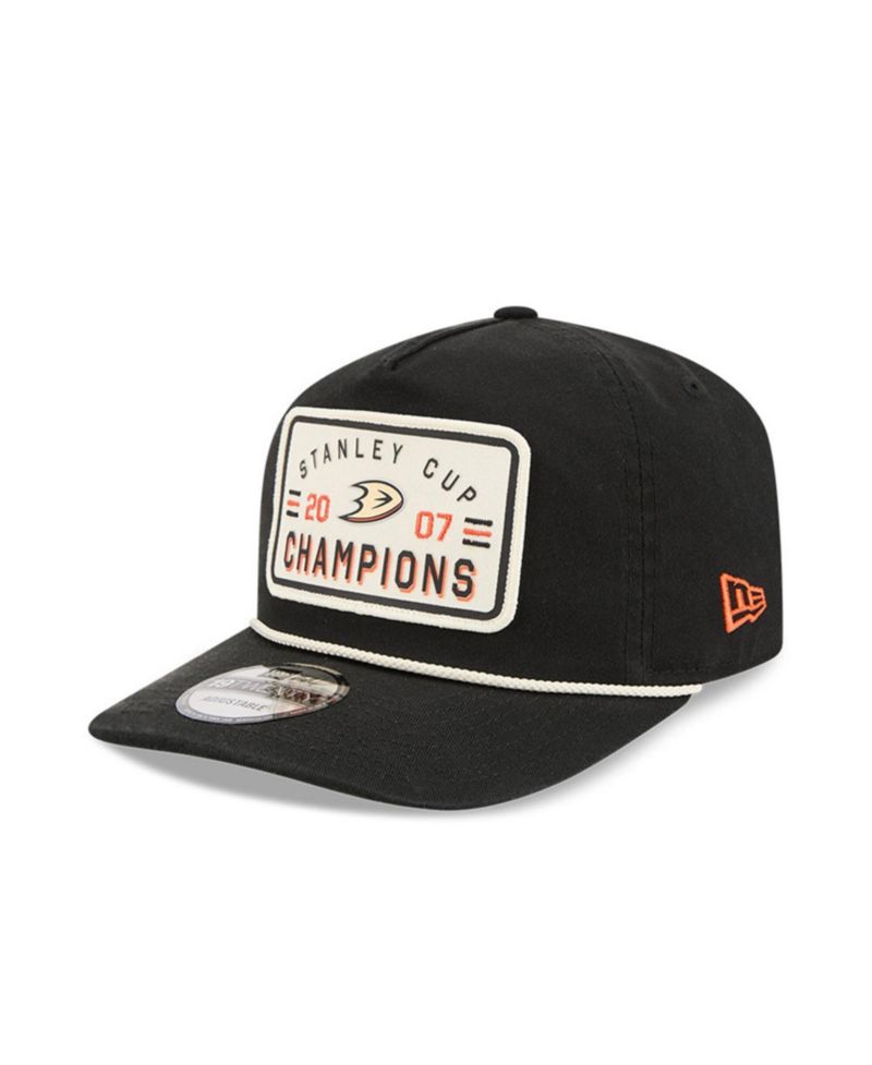 Men's Black Anaheim Ducks Throwback Stanley Cup Champions Side Patch 19TWENTY Adjustable Hat