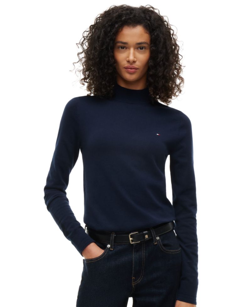 Women's Mock Neck Long-Sleeve Slim-Fit Sweater