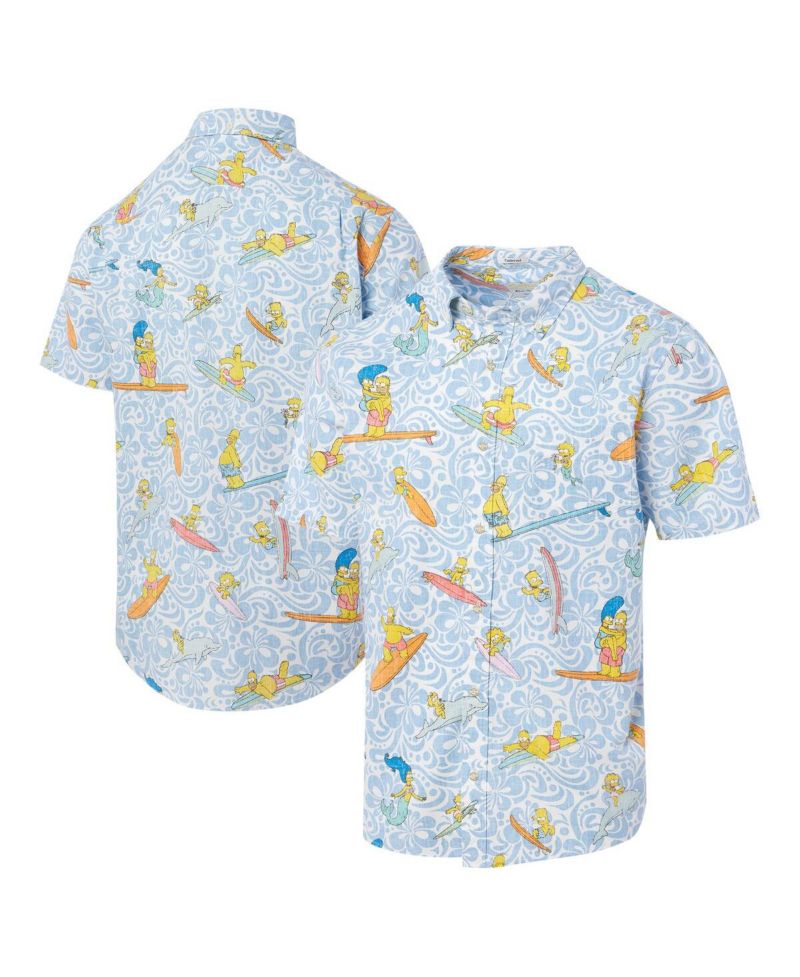 Men's Light Blue The Simpsons Cowabunga Tailored Button-Down Shirt