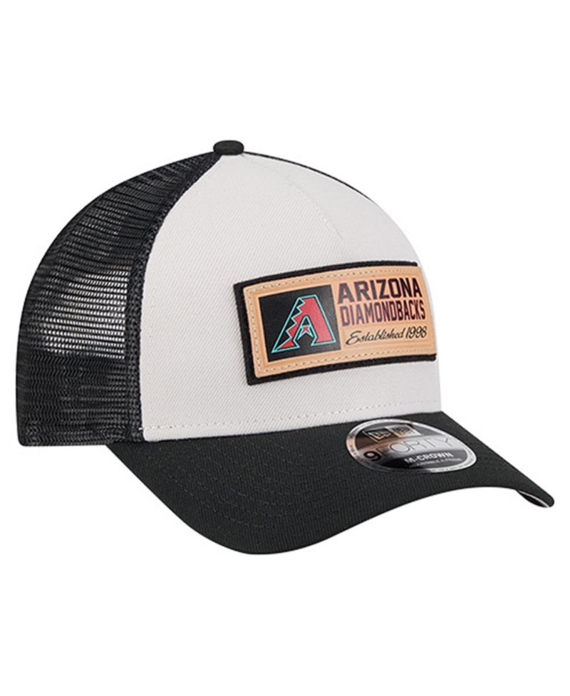 Men's Stone/Black Arizona Diamondbacks Text A-Frame Trucker 9FORTY Hat
