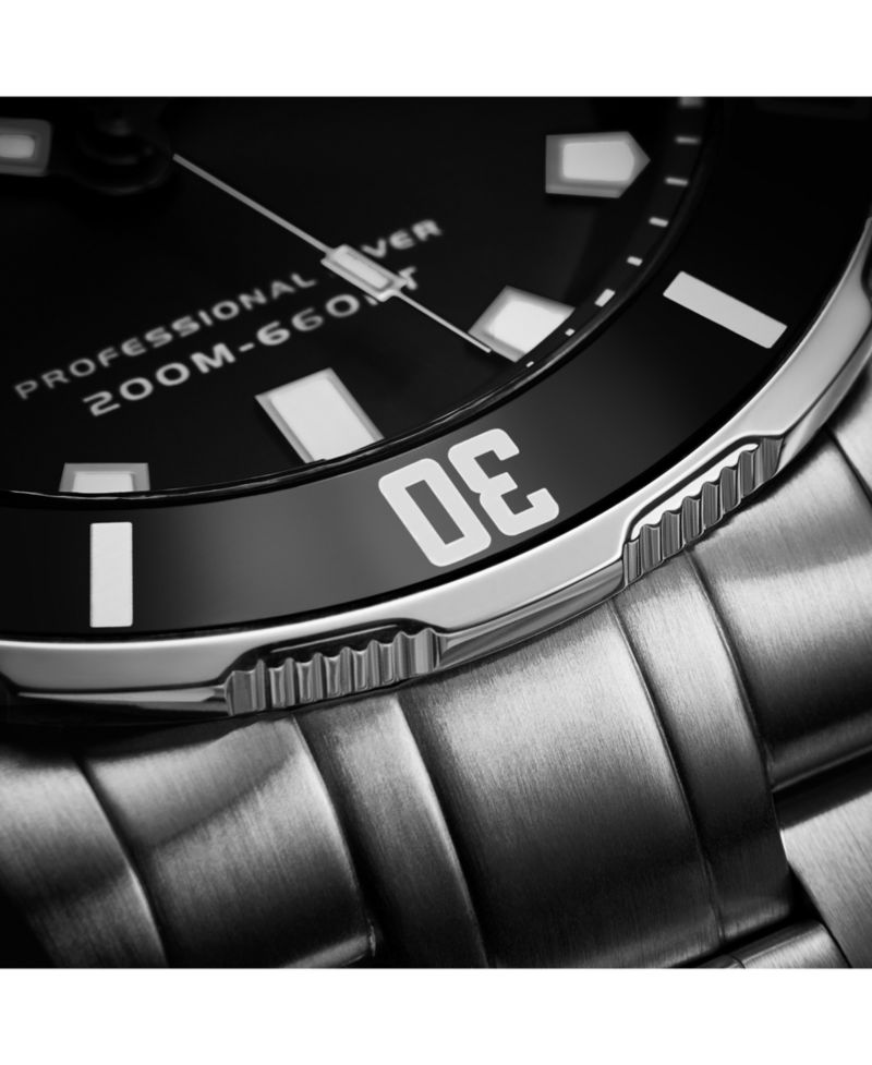 Men's Vathos Silver-tone Stainless Steel , Black Dial , 42mm Round Watch