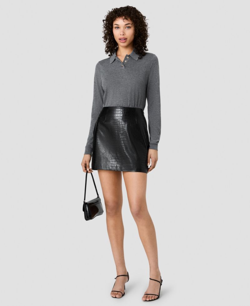 Women's Nola Fine Knit Collared Long-Sleeve Top