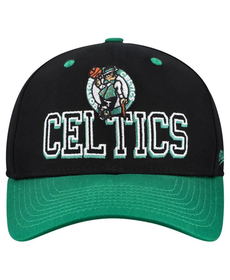 Men's Black/Kelly Green Boston Celtics Backside Script 2-Tone Pro Crown Adjustable Hat