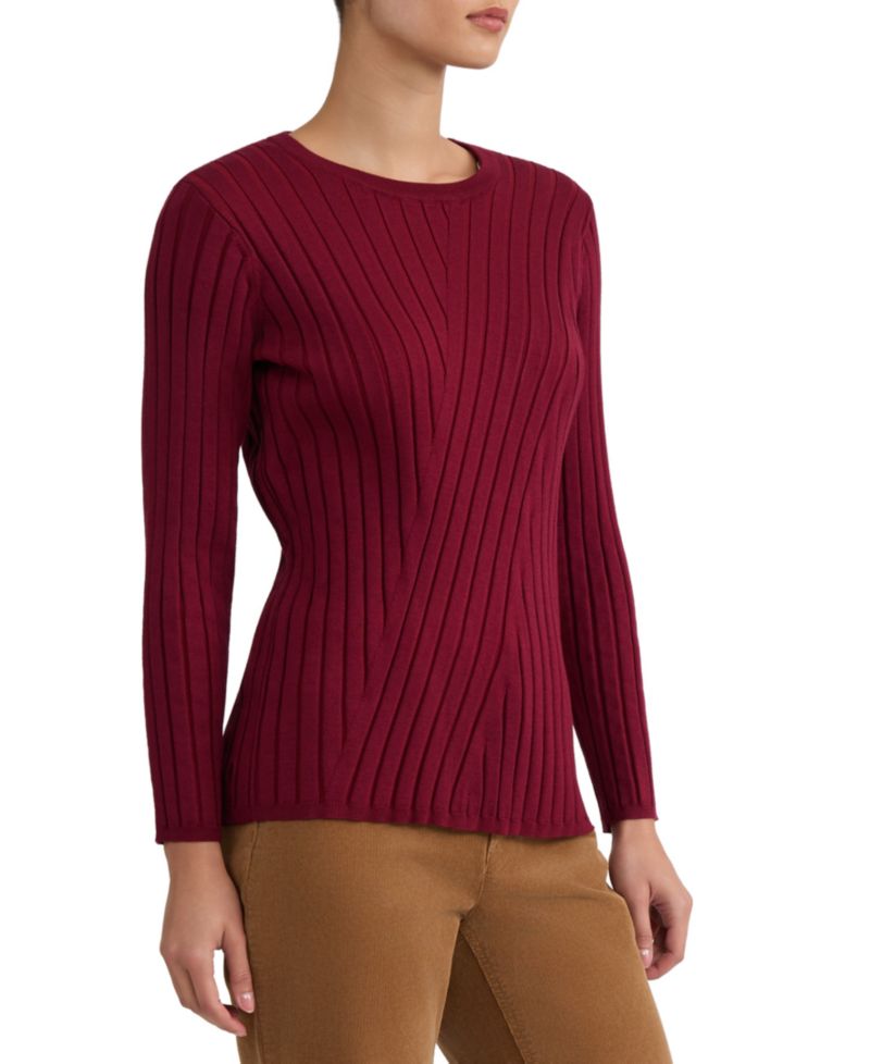 Women's Crewneck Long-Sleeve Ribbed Sweater