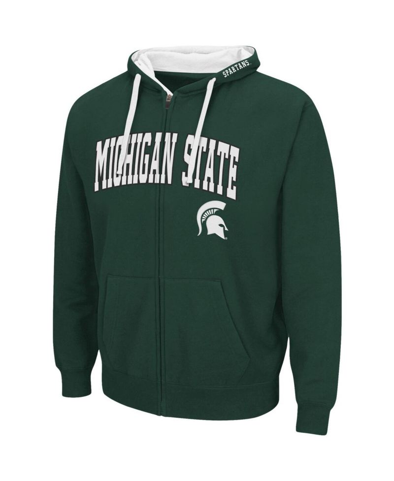 Men's Green Michigan State Spartans Big and Tall Full-Zip Hoodie