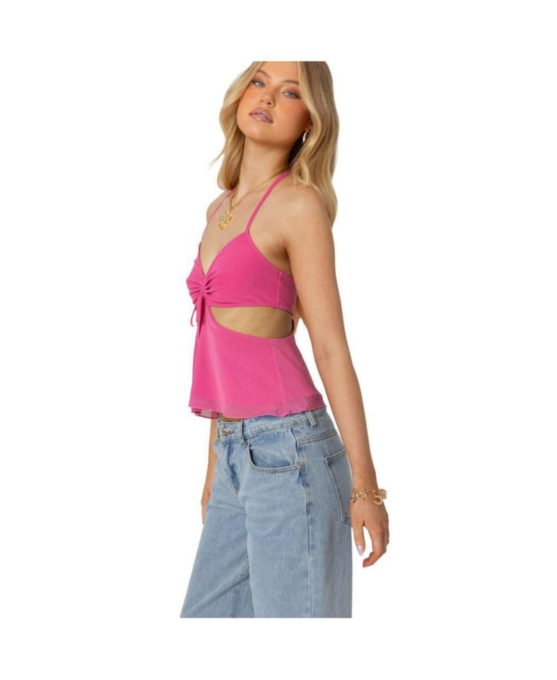 Duo cutout mesh halter top