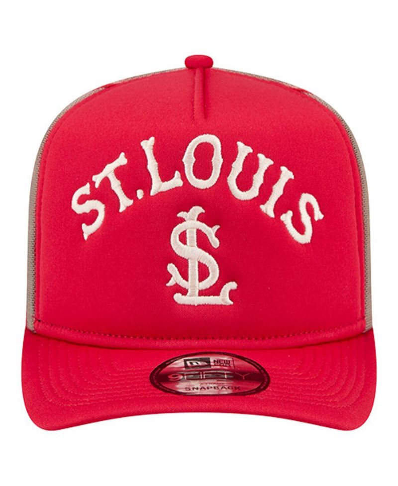 Men's Red St. Louis Cardinals Vintage Arched Foam Front 9FIFTY A-Frame Adjustable Trucker Hat