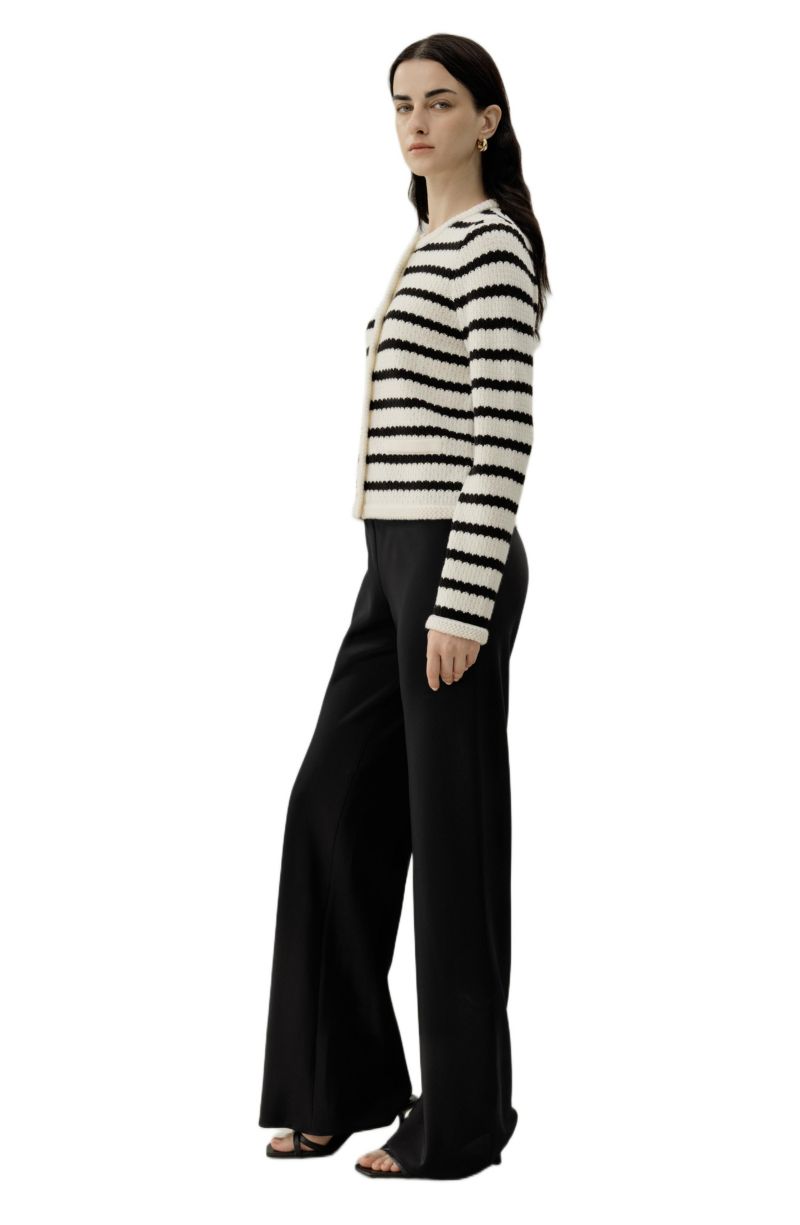 Women's Stripped Crochet Washable-Wool Cardigan