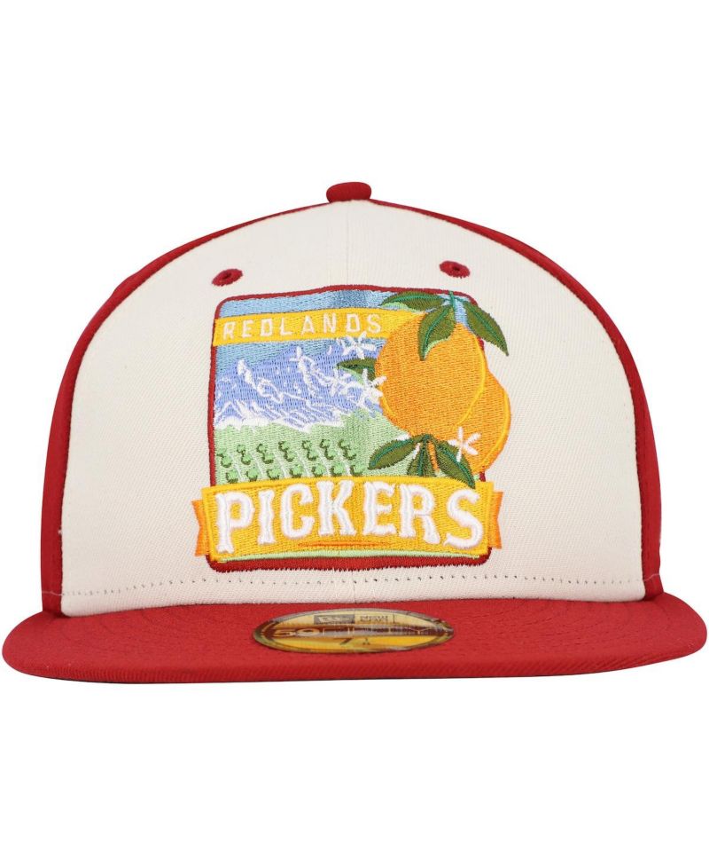 Men's White/Red Inland Empire 66ers Theme Night Redlands Pickers 59FIFTY Fitted Hat