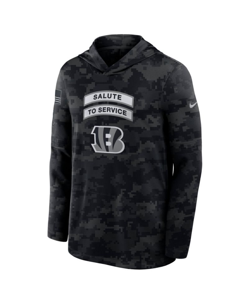 Men's Black Cincinnati Bengals 2026 Salute to Service Sideline Lightweight Hooded Pullover