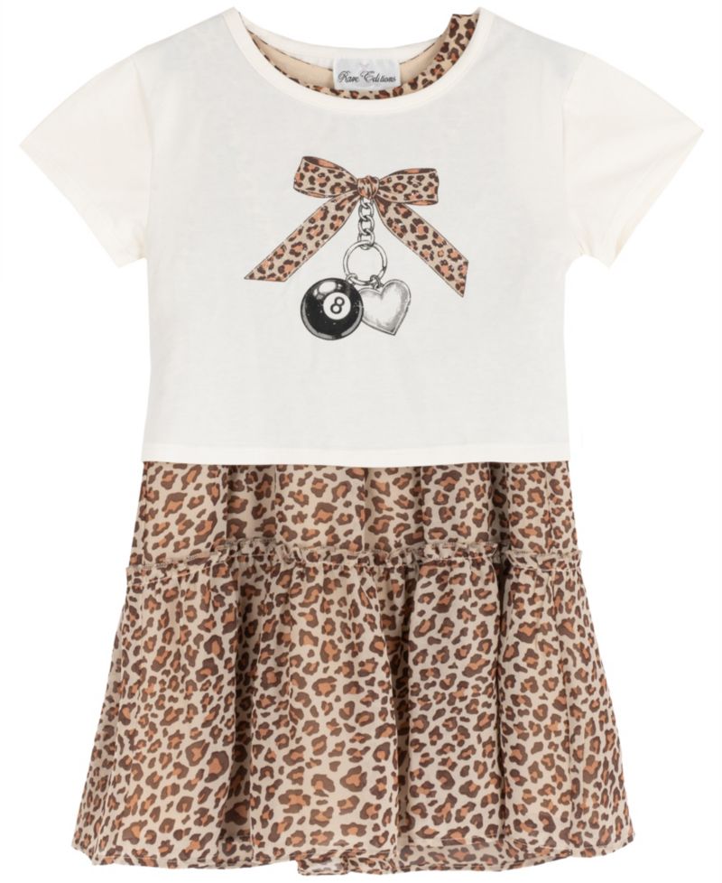 Girls' 4-6X 8 Ball Graphic T-Shirts and Chiffon Sleeveless Dress, 2-Piece Set