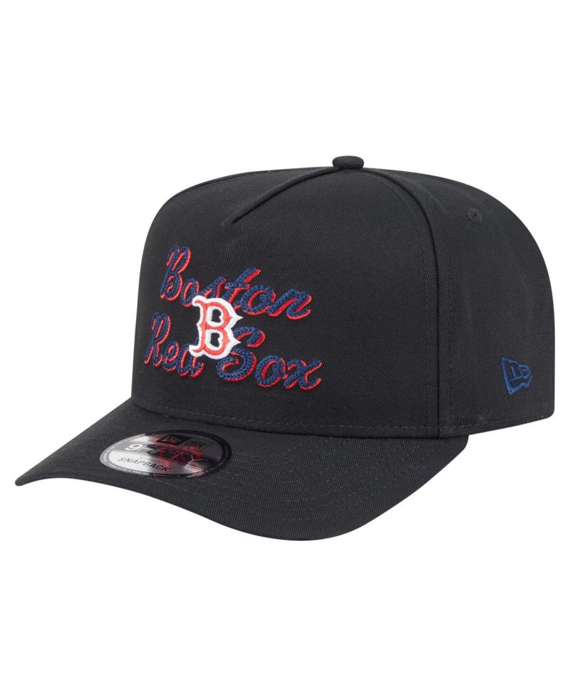 Men's Black Boston Red Sox Chainstitch 9FIFTY A-Frame Snapback Hat