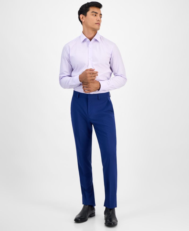 Men's Modern-Fit Solid Wool-Blend Suit Separate Pants